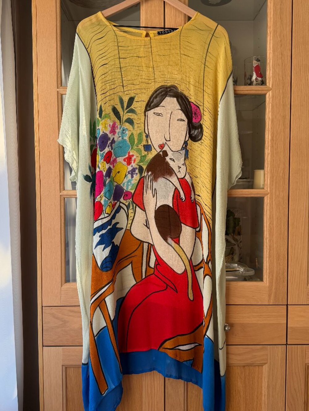 Hand painted kaftan dress by a Thai designer Yodyoko